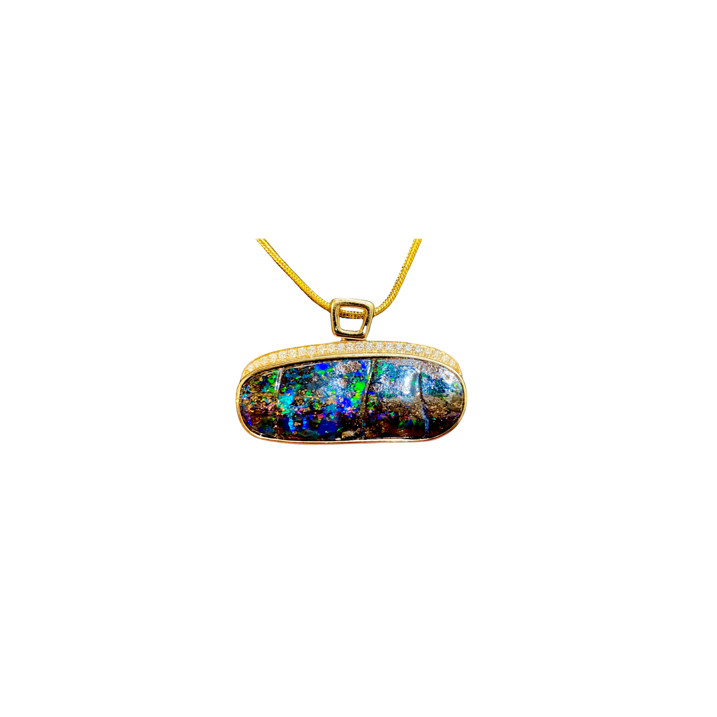 Yellow Gold Boulder Opal Pendant