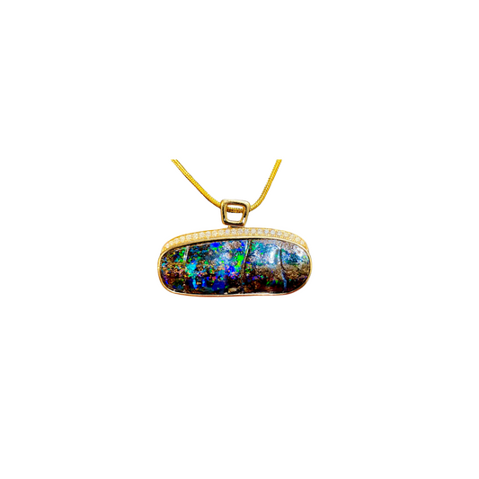 Yellow Gold Boulder Opal Pendant