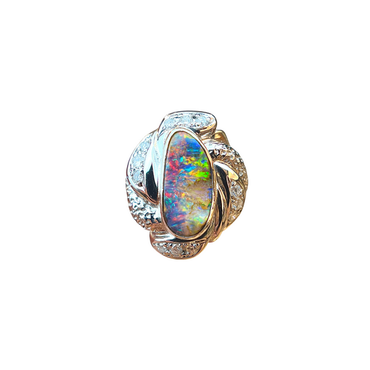 Platinum Australian Boulder Opal Ring